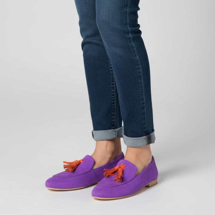 Abigail | Soft Suede Loafers with Fringe