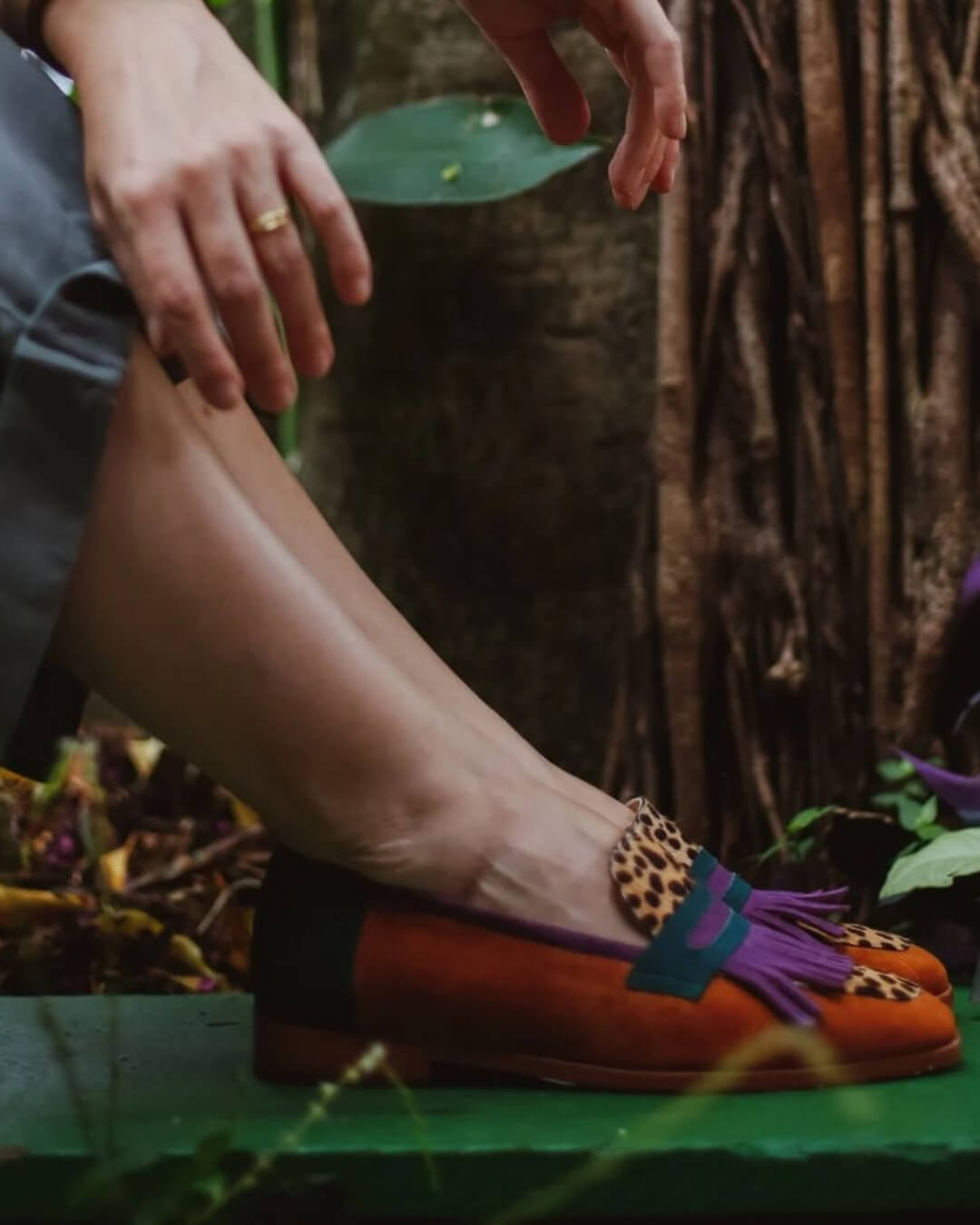 Fringa | Fringed Loafers with Animal Print