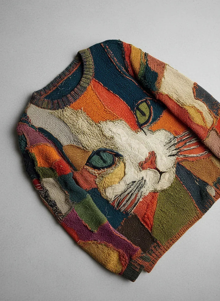 Zaira | Colourful Patchwork Cat Jumper
