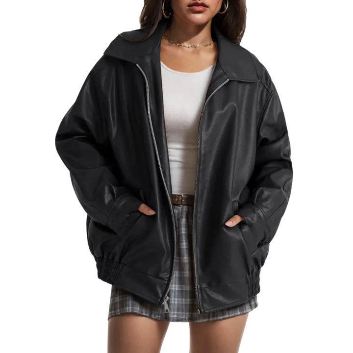 Xandra - Trendy Oversized Leather Faux Suede Jacket for Fall Fashion
