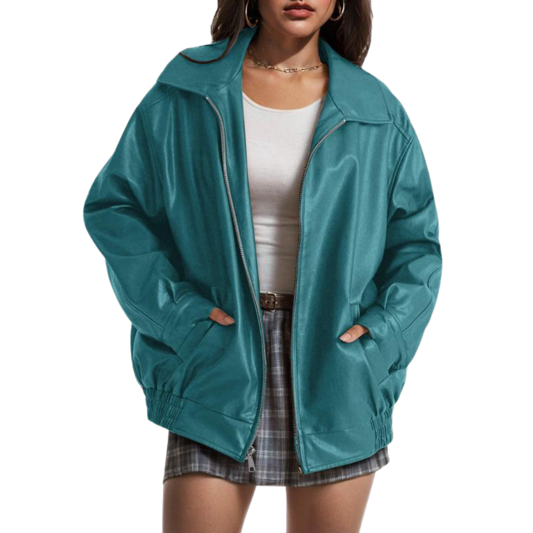 Xandra - Trendy Oversized Leather Faux Suede Jacket for Fall Fashion