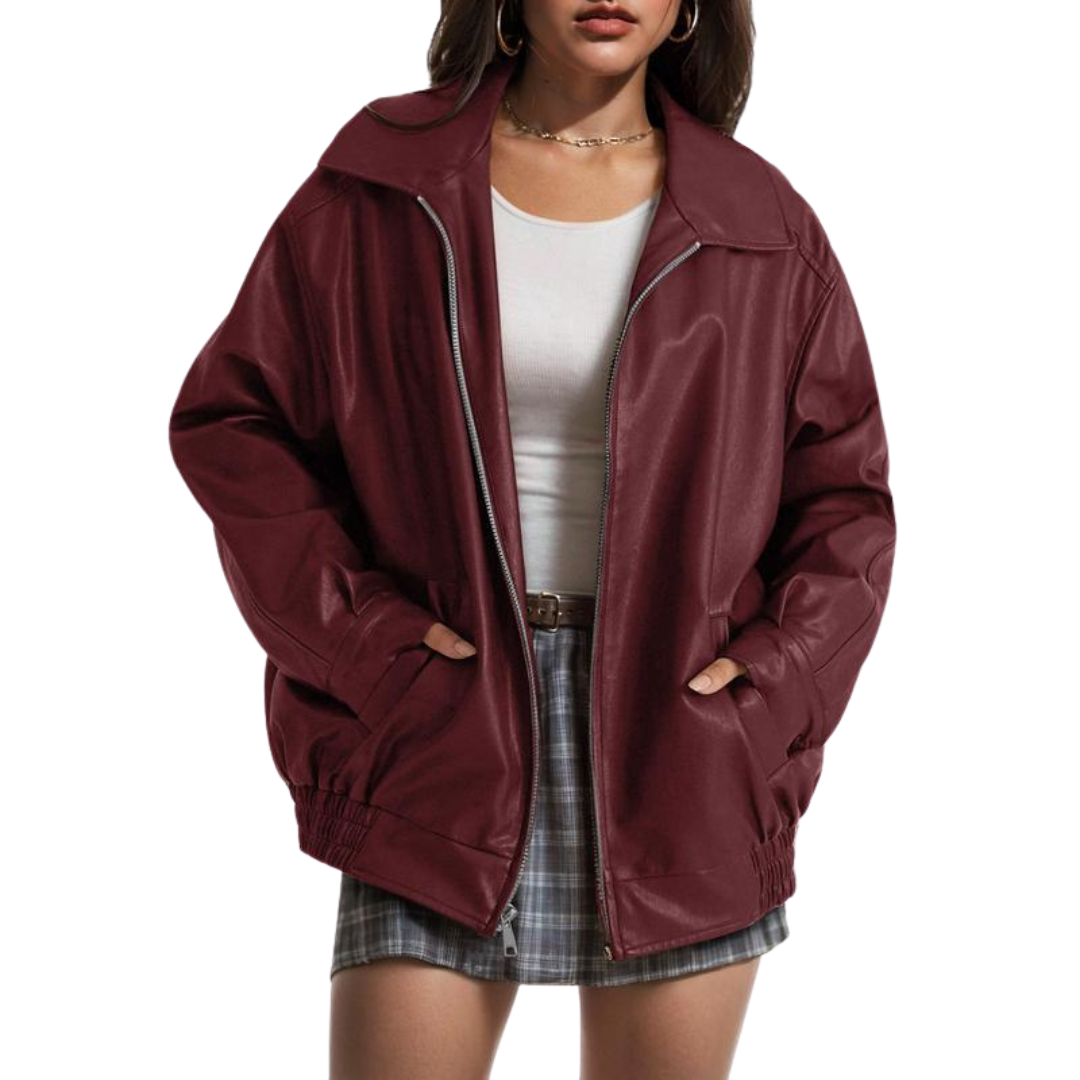 Xandra - Trendy Oversized Leather Faux Suede Jacket for Fall Fashion