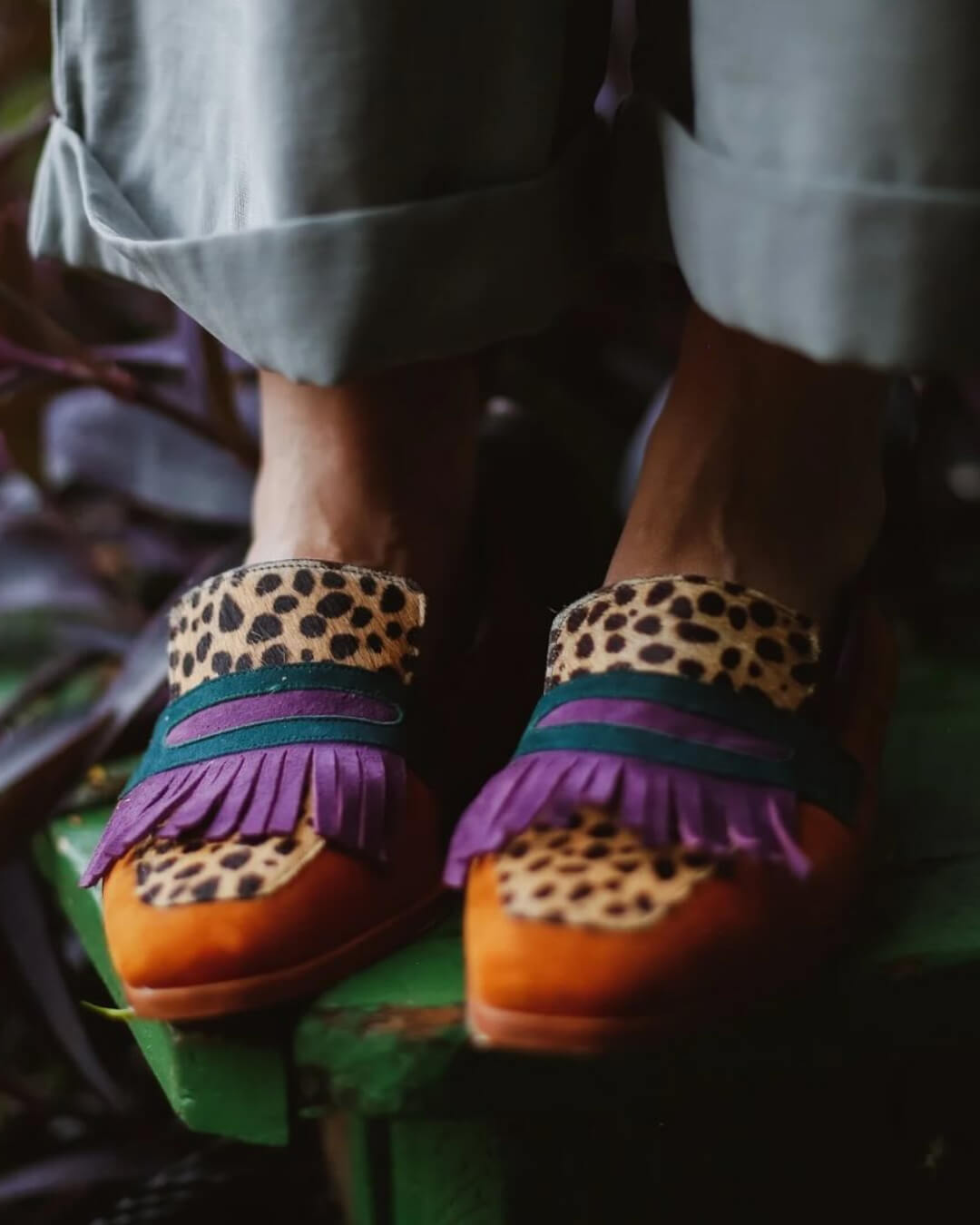 Fringa | Fringed Loafers with Animal Print