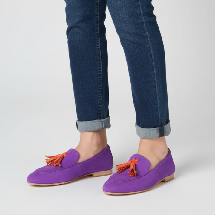 Abigail | Soft Suede Loafers with Fringe