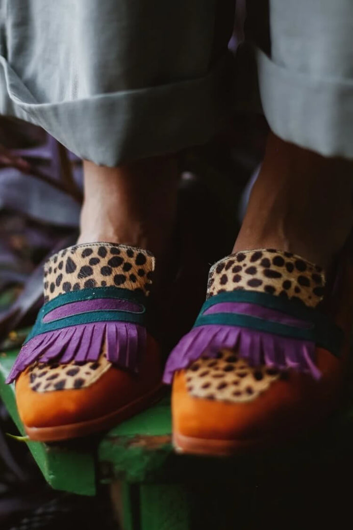 Fringa | Fringed Loafers with Animal Print