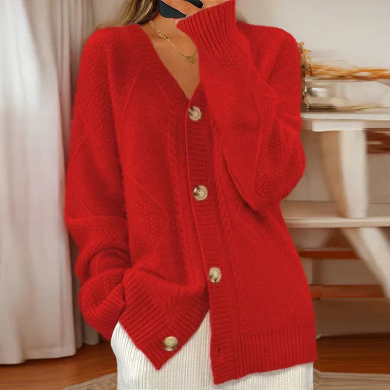 Allegra | Cable Knit Button-Front Cardigan