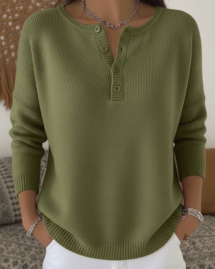 Helena | Henley Button Up Knit Sweater