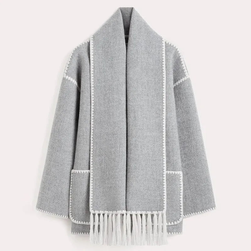 Zyra | Fringed Scarf Jacket