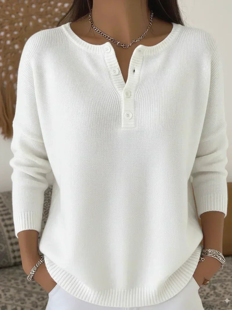 Helena | Henley Button Up Knit Sweater