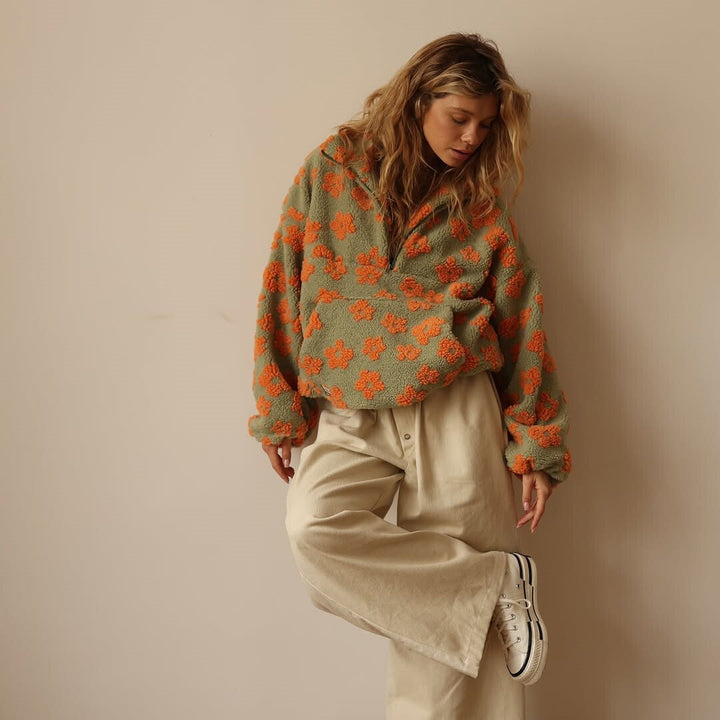 Women’s Sweater | Floral Quarter Zip