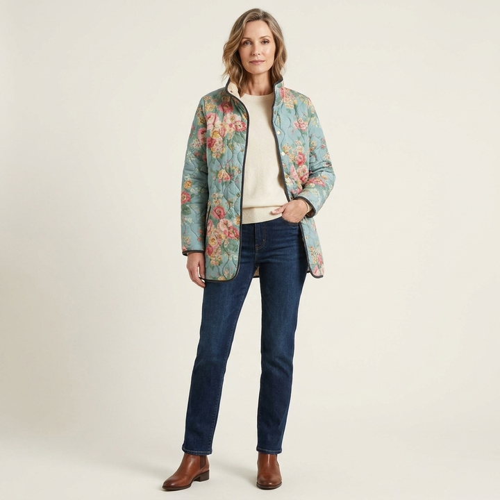 Elara | Quilted Floral Print Jacket