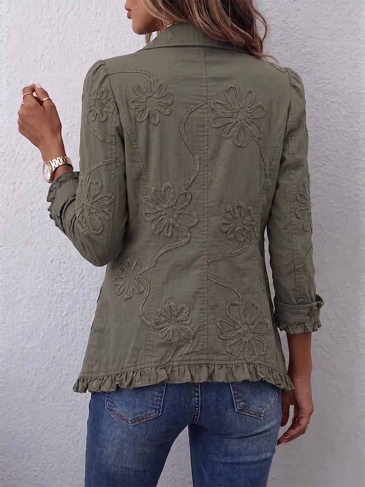 Brielle™ | Floral Embroidered Utility Ruffle Jacket